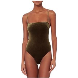 Fleur du Mal straight-neck velvet bodysuit